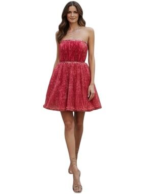 New Hutch Lenzy Mini Dress in a Patterned Pink and Peach Size 2